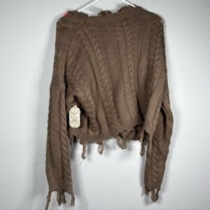 Altar'd State NWT Off-the-Shoulder Tan Sweater Knit Women's Size XS